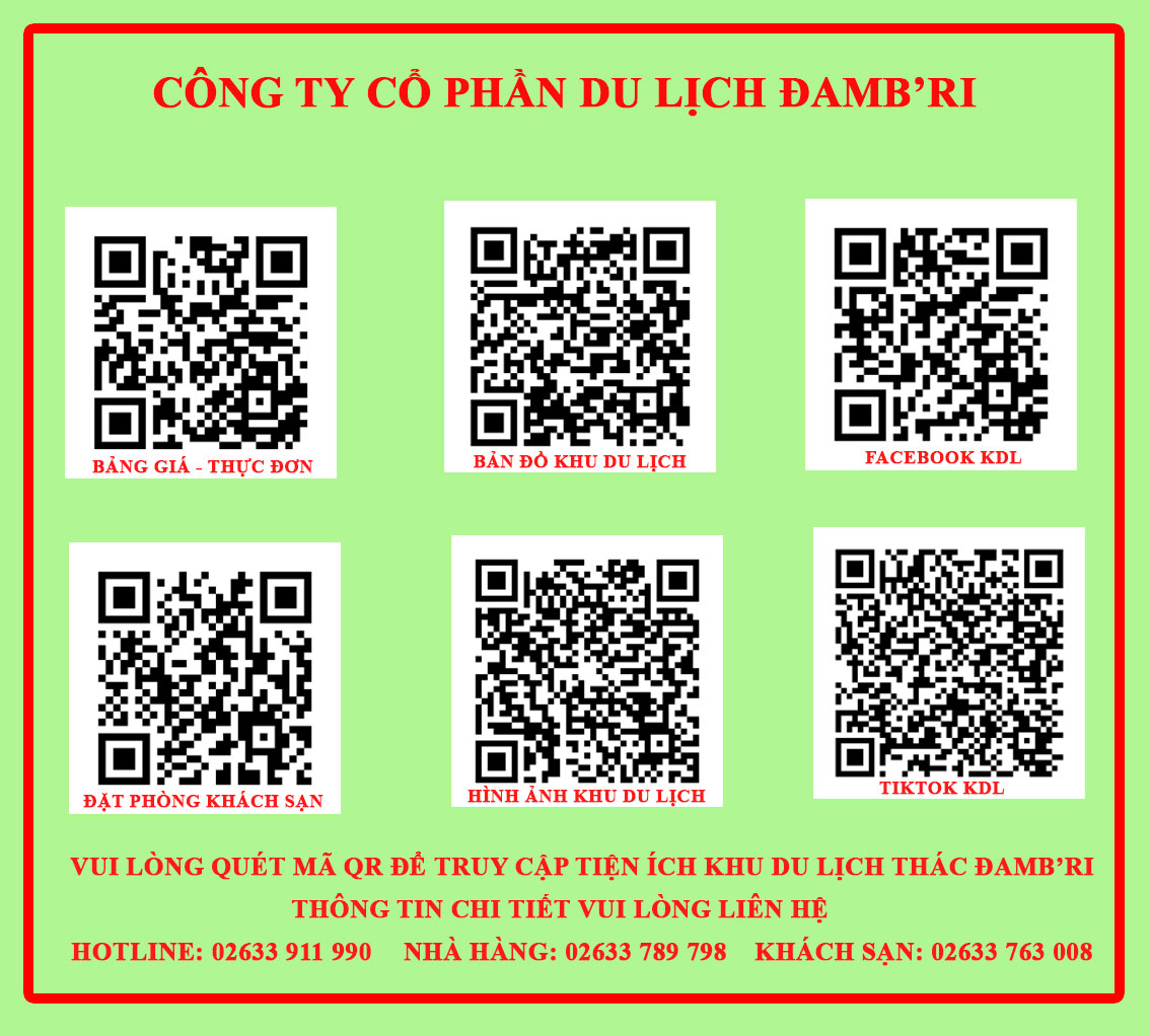 Mã QR tiện ích các dịch vụ tại KDL thác Đamb'ri