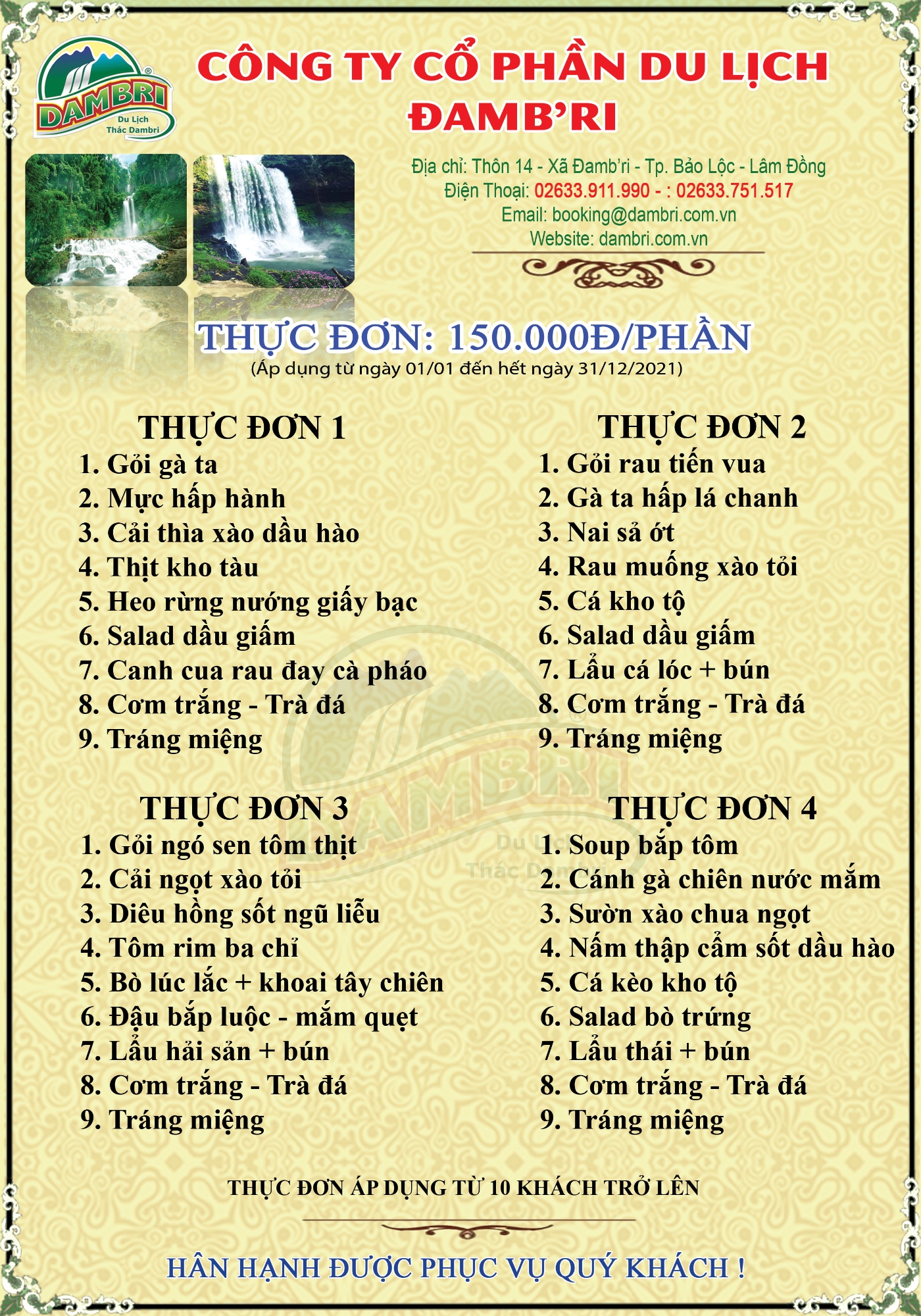 Thực đơn 150